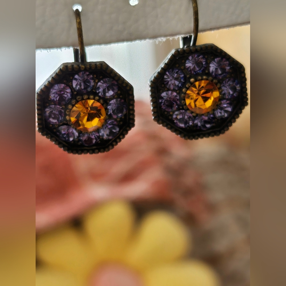Vintage BOHO Mandala Drop Earrings♡💜💛